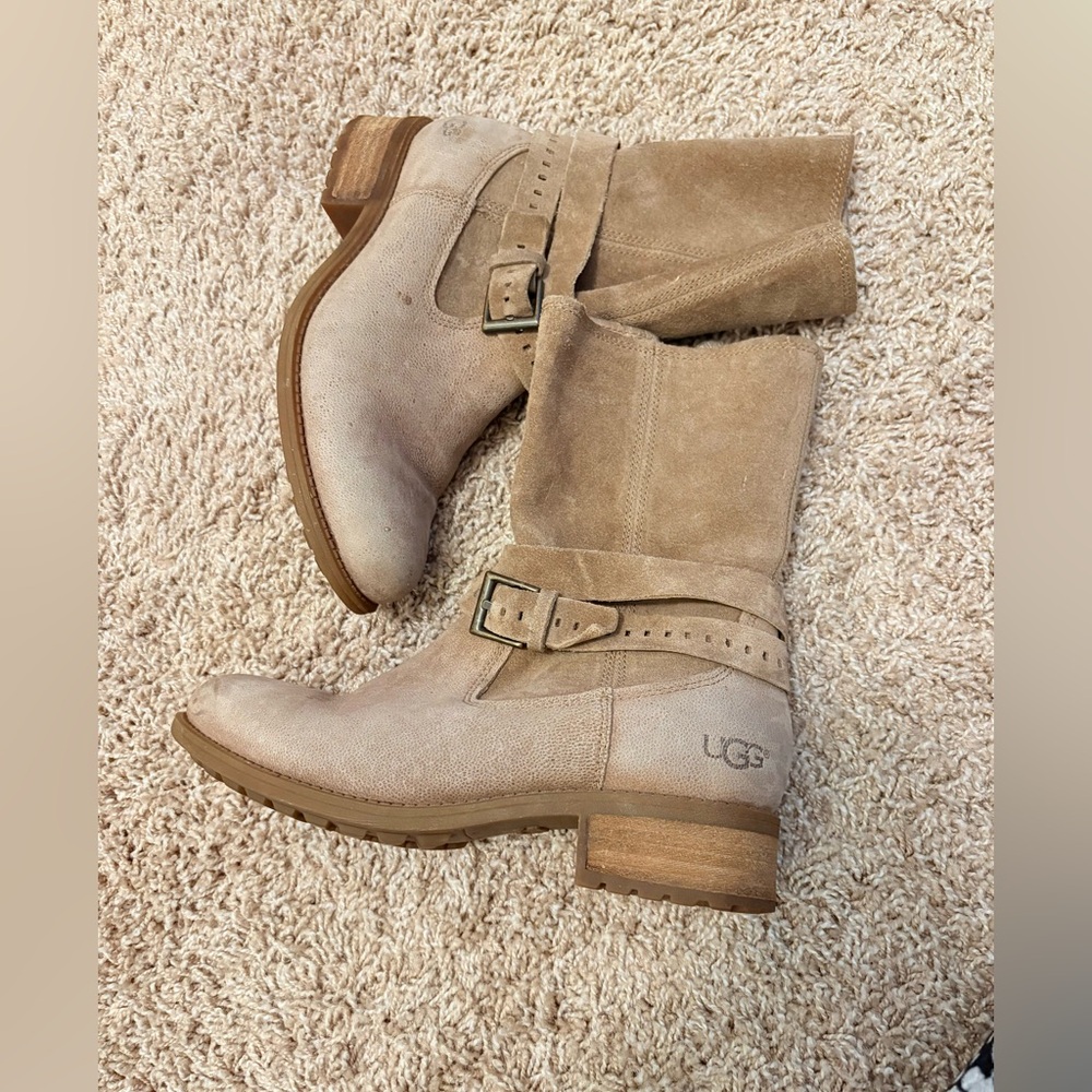 UGG Tan Winter Boots with Fold-Over Design